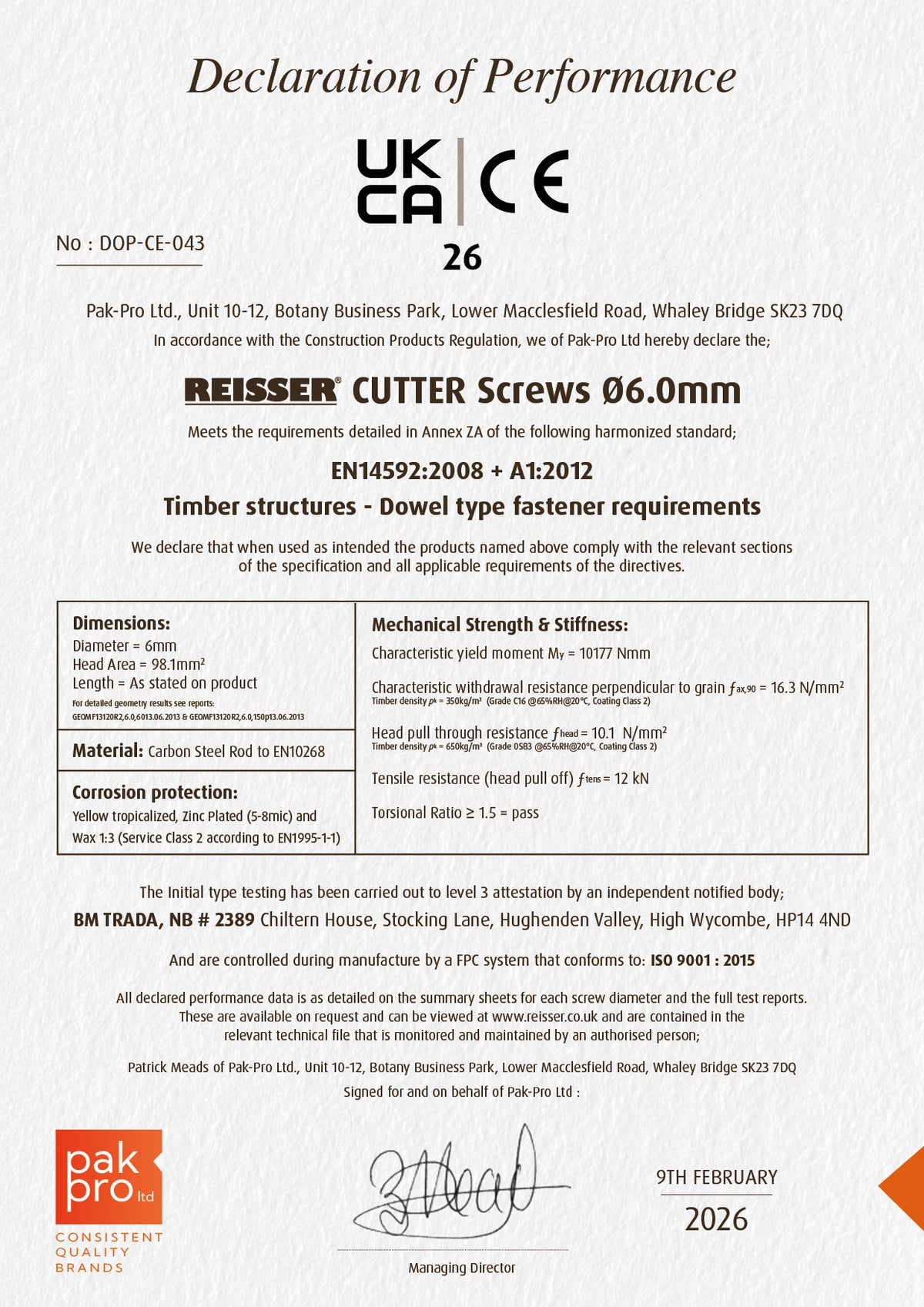 CUTTER® SCREWS 6.0mm