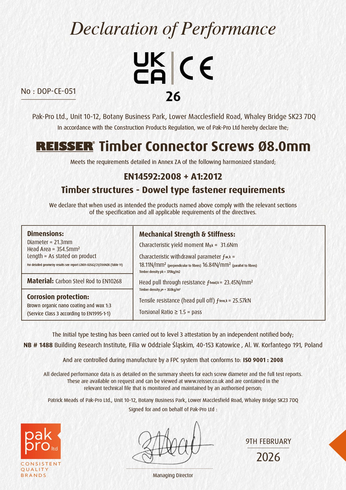 TIMBER CONNECTOR SCREWS 8.0MM
