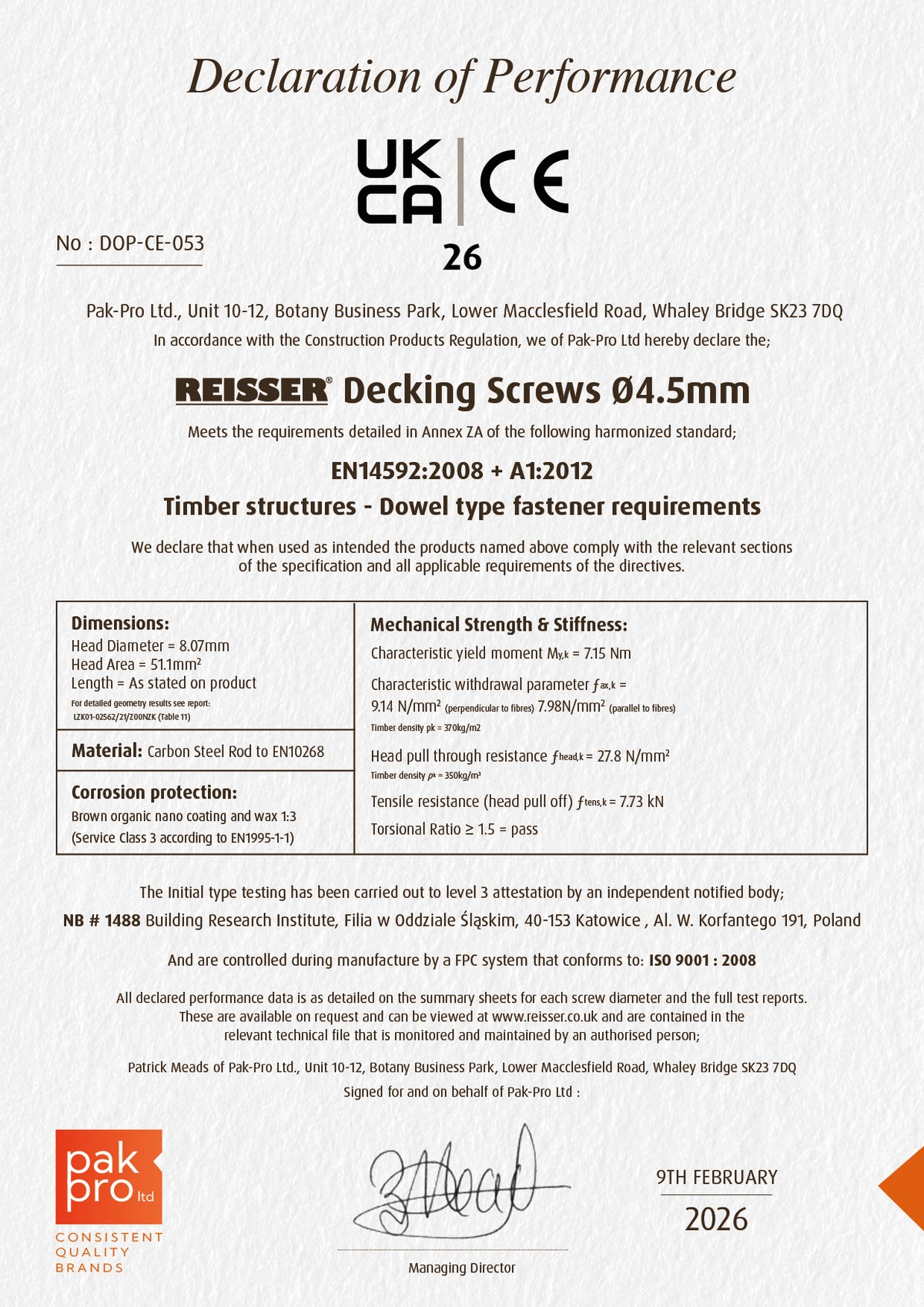 DECKING SCREWS 4.5MM